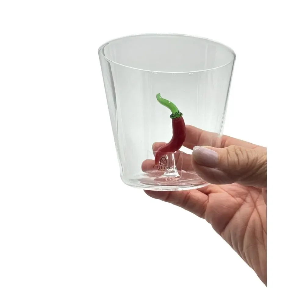 Rare Ichendorf Milano Hand Blown Red Pepper Drinking Glass